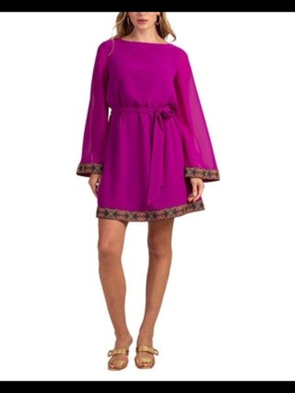 Trina Turk Aromatic Dress Women's Long Sleeve  XS Purple/pink New